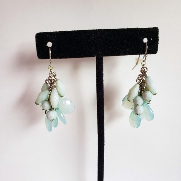 1 1/2” Silver Crystal Faceted Teardrop Earrings - Picture 2 of 3